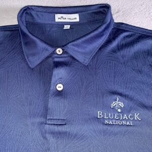 Peter Millar Polo Shirt Mens Large Blue Bluejack National Golf Performance